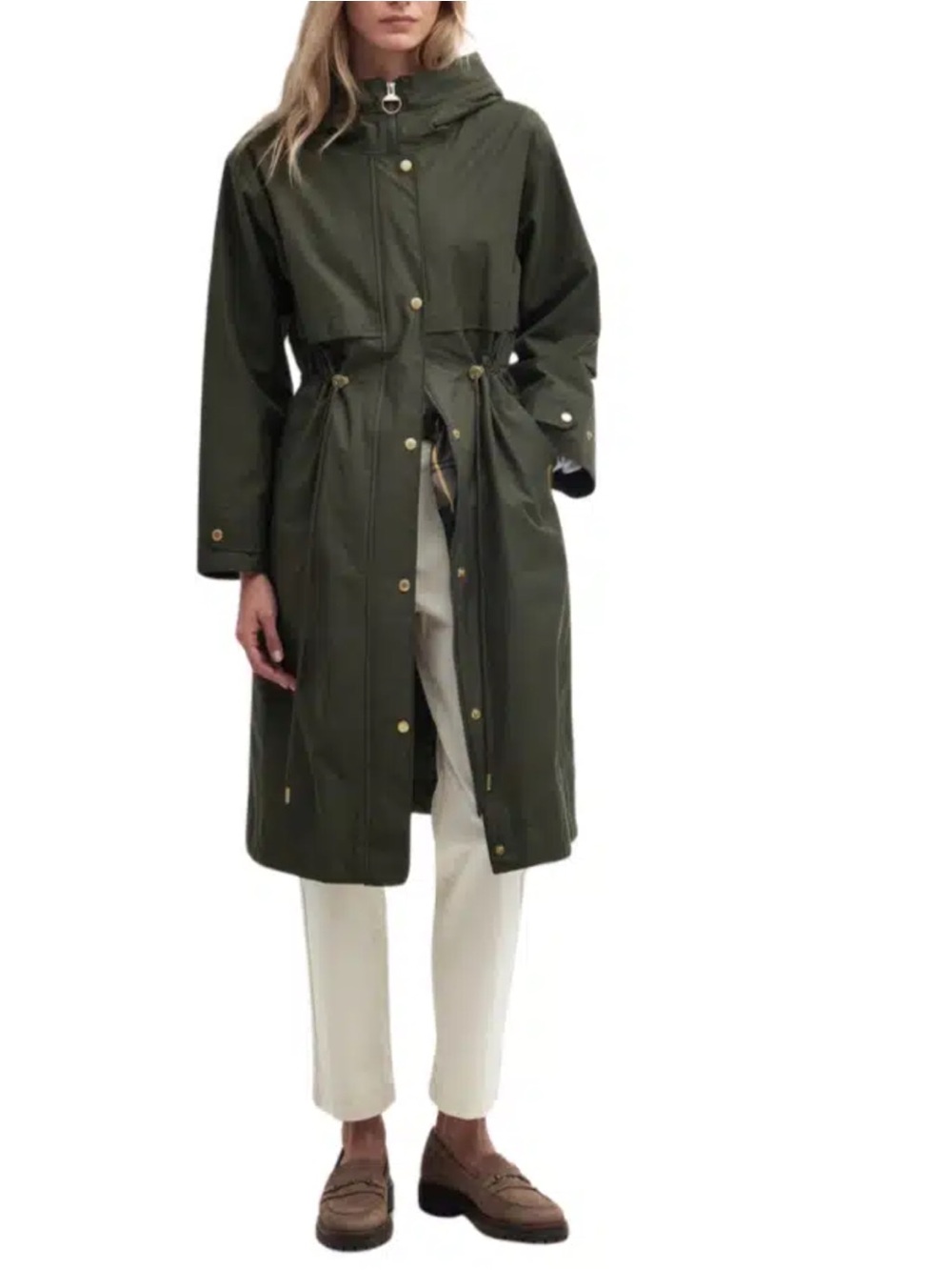 Barbour Lavender Waterproof Hooded Coat in Olive